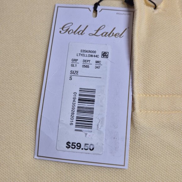Roundtree & Yorke Gold Label Polo Shirt Men's Size S Yellow Short Sleeve NWT 54 - Picture 6 of 8